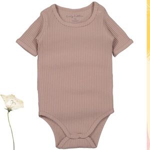 Lovely Littles Ribbed Short Sleeve Onesie, Baby Pink Maive newborn 0 months